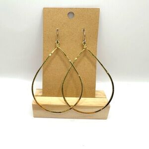 Extra Large Teardrop Hammered Gold Hoop Earrings Gold Filled, Lightweight